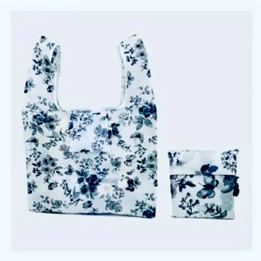 New - Unique Black /White Tote /Shopping Bag with Floral and Butterfly Designs
